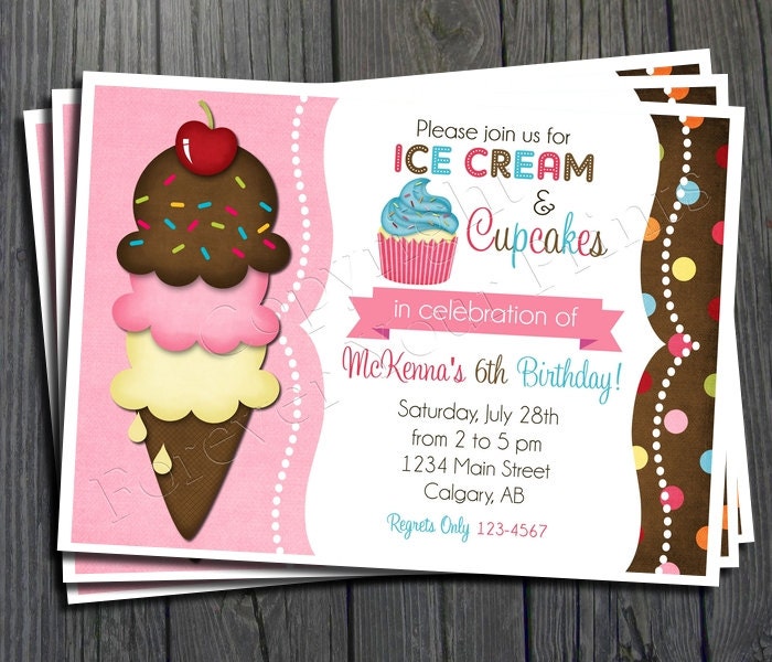 Ice Cream Invitation - FREE Thank You Card included Il_570xn