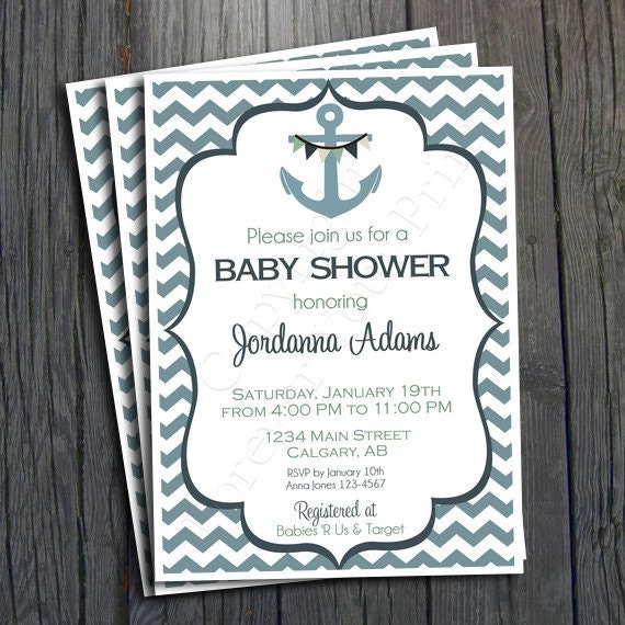 Nautical Baby Shower Invitation - FREE Thank You Card included Il_570xn