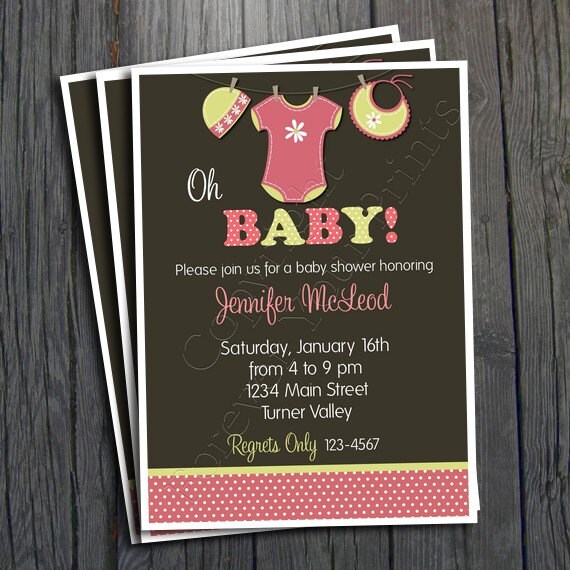 Baby Girl Shower Invitation - FREE Thank You Card Included Il_570xn