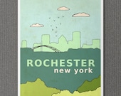Rochester New York 8x10 / Typographic Print, Giclee, Trendy Modern Nursery Decor, Illustration, Travel Theme, Digital, Upstate New York