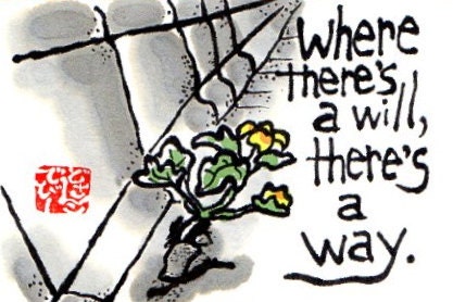 BREAK THROUGH Original Watercolor Etegami
