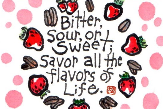 Strawberries and Coffee Beans Original Watercolor Etegami
