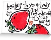 STRAWBERRY GET-WELL Printed Etegami Greeting Card with Envelope