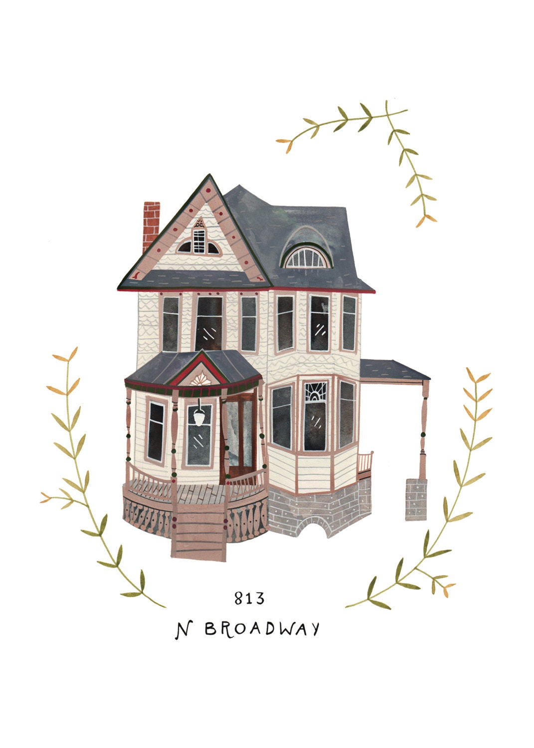 RESERVED for Lara L:  Custom illustrated house portrait