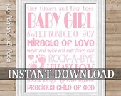Pink Baby Girl Subway Art - Printable INSTANT DOWNLOAD