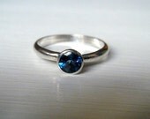 London Blue Topaz Solitaire In Sterling Silver Size 7 1/2