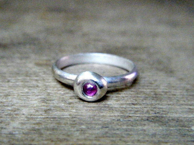 Ruby and Sterling Silver Stack Ring Made To Order In Your Size