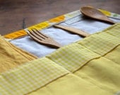 Lemon Yellow Portable Placemat with Reusable Cloth Napkin