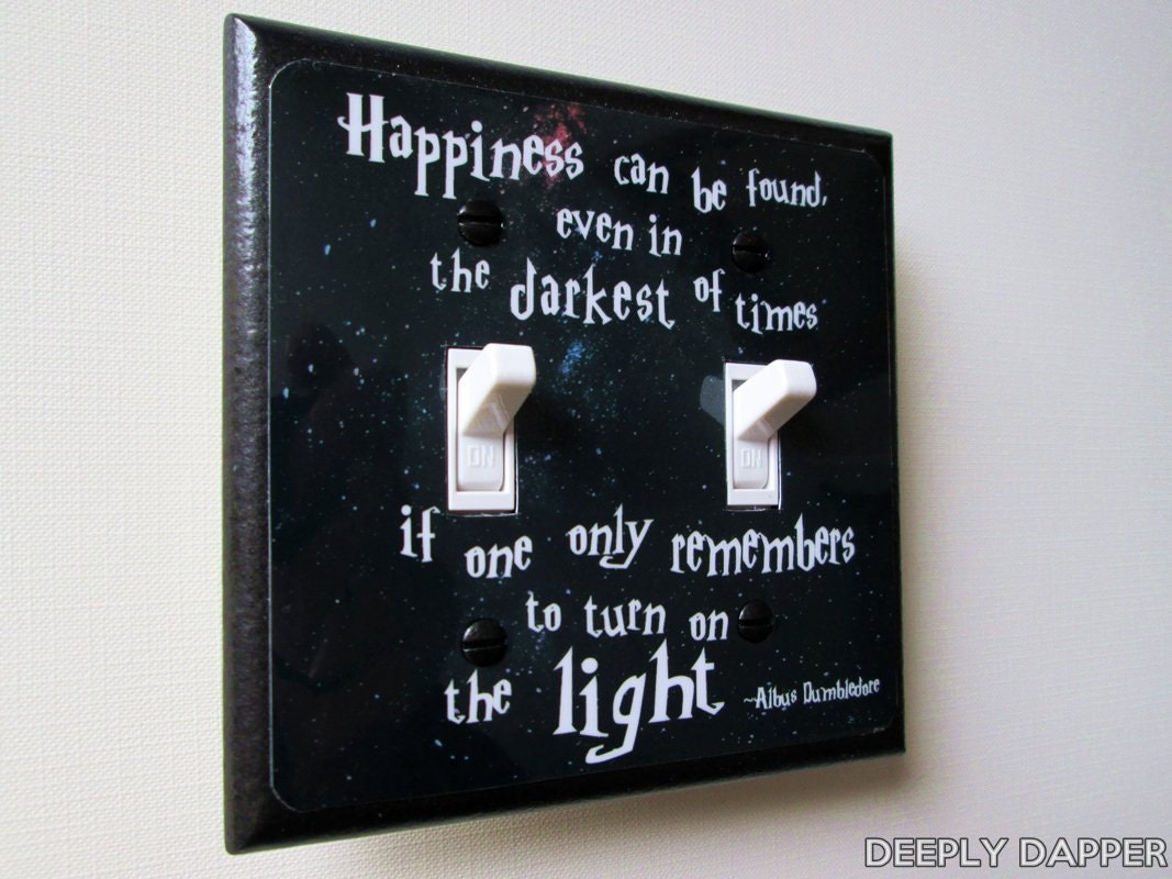 DOUBLE SWITCHPLATE -  Quote Light Switch Plate - Happiness Can Be Found