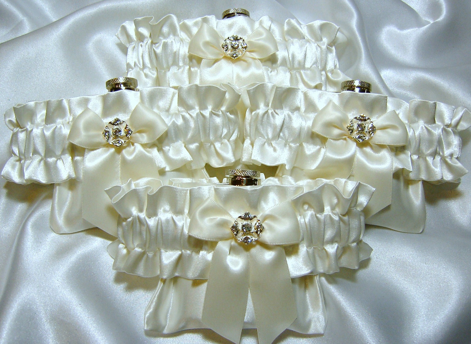 Four (4) Flask Garters for Bridesmaids - Wedding Party Gift - You Choose Colors - Great Price