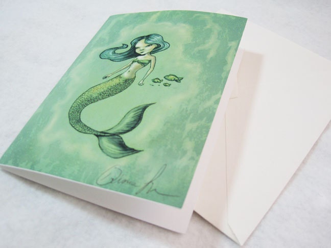 Little Mermaid Greeting Card - fairy tale fantasy art by Diana Levin
