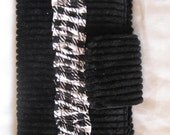 Black Corduroy Wallet with Zip Pocket