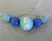 Aqua and Blueberry Stoneware Bead Set