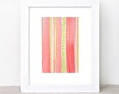 Watercolor Painting - original abstract fine art - red green - circus - whimsical - stripes