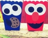 10 Sesame Street inspired popcorn boxes- Cookie Monster,Elmo,popcorn box, Candy table,decoration,sweet bar