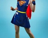 Rubber Latex Super-girl Inspired Dress and Accessories