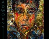 Oil Paint on Gallery Wrapped Stretched Canvas 20 by 16 by 3/4 in./ Original Oil Painting Unique Expressionist Art Outsider Child  Children
