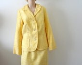 1960s Suit / Lemon Yellow Pencil Skirt & Jacket / mod vintage fashion