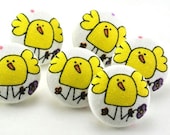 Push Pin / Thumbtacks  / Magnet / Fabric Covered Tack / Tweet Chicks Yellow 82