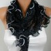Black Lace Scarf Shawl Scarf Cowl Scarf - Black - fatwoman