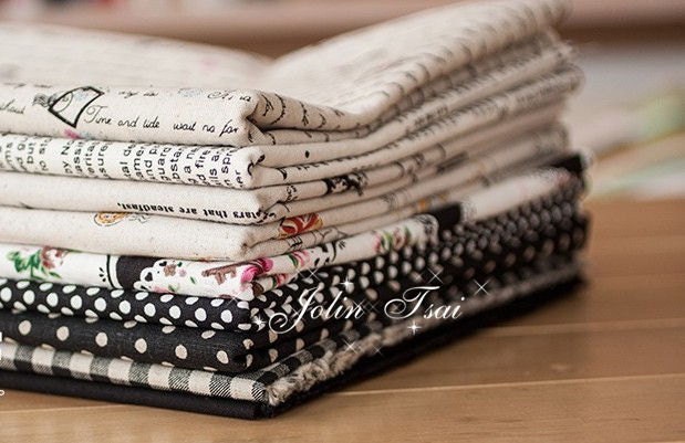 Cotton Linen Fabric Cloth -DIY Cloth Art Manual Cloth -English Rose Cat Black Series 9Pieces 13x19 Inches " Each