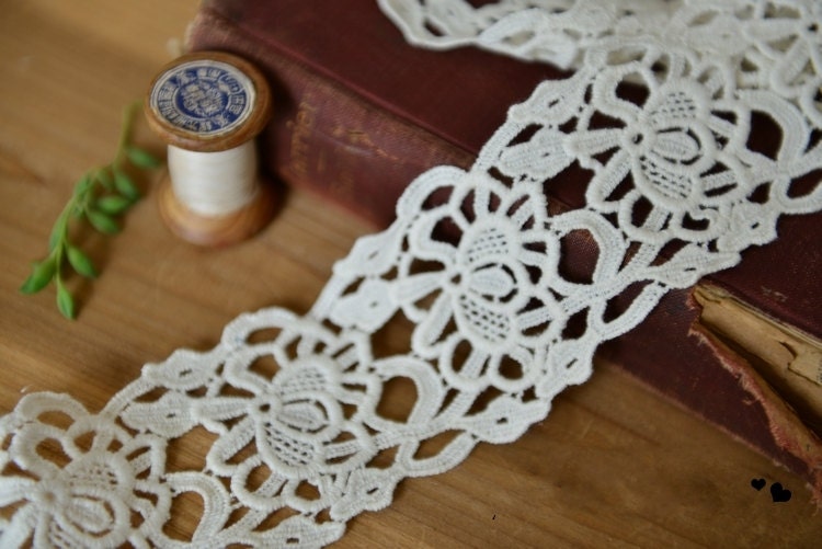Embroidery Lace Trim Nets Yarn Lace Cotton Embroidery 1Yard 5CM Wide