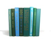 Aqua Turquoise  Green Vintage Decorative Books for Wedding Decor and Photo Prop