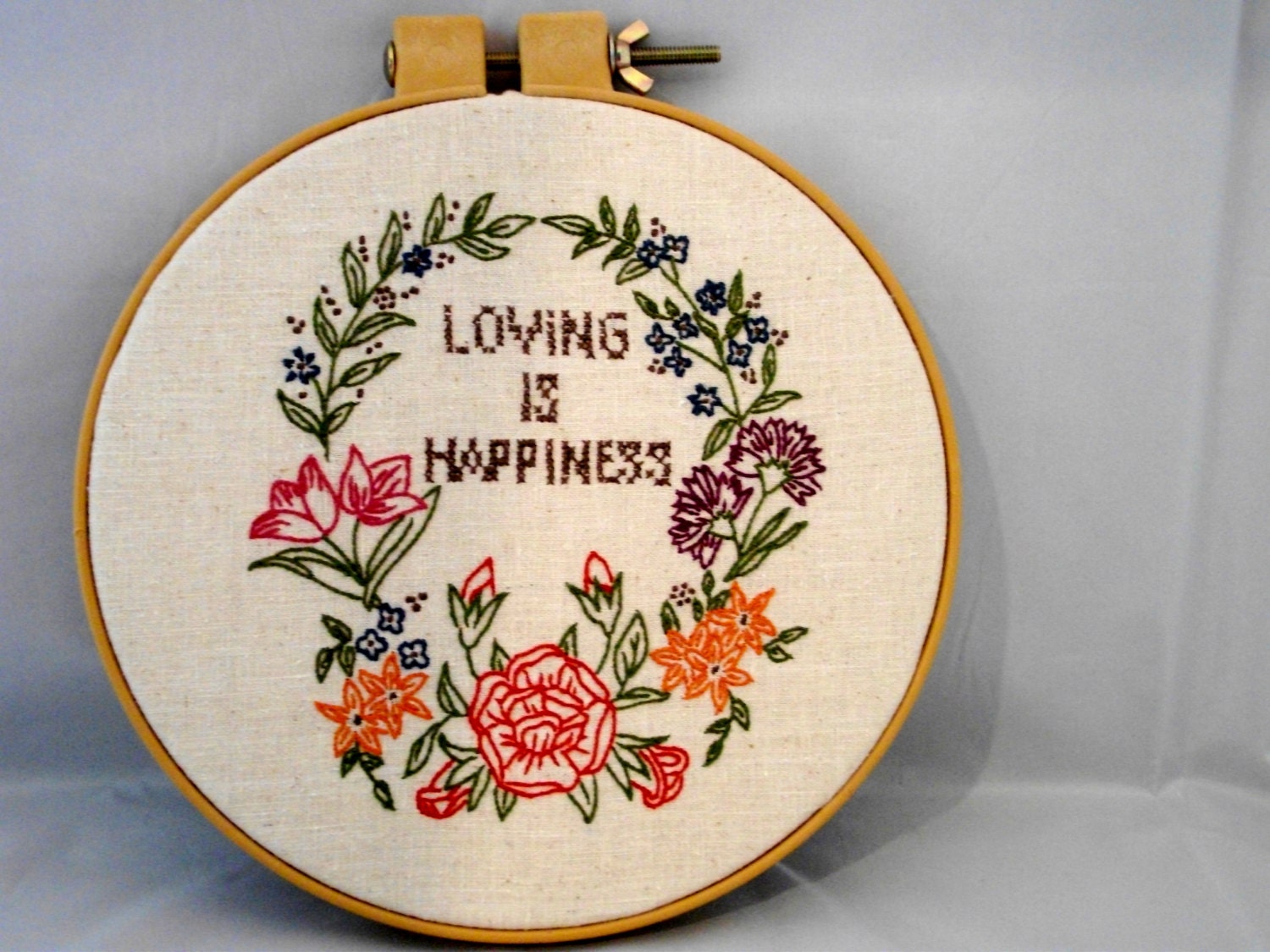 Embroidered Hoop Art Wall Hanging