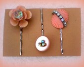 Pretty In Pink Dusty Rose Bobbie Pin Trio Wedding Bridal