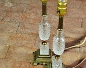 Cut Glass Vintage Lamp Pair Clear Glass PetiteTable Lamp Set of Lighting