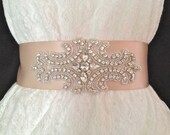 NEW Bridal Rhinestone applique sash, wedding belt, crystal sash, ships in 1 week - FARAH