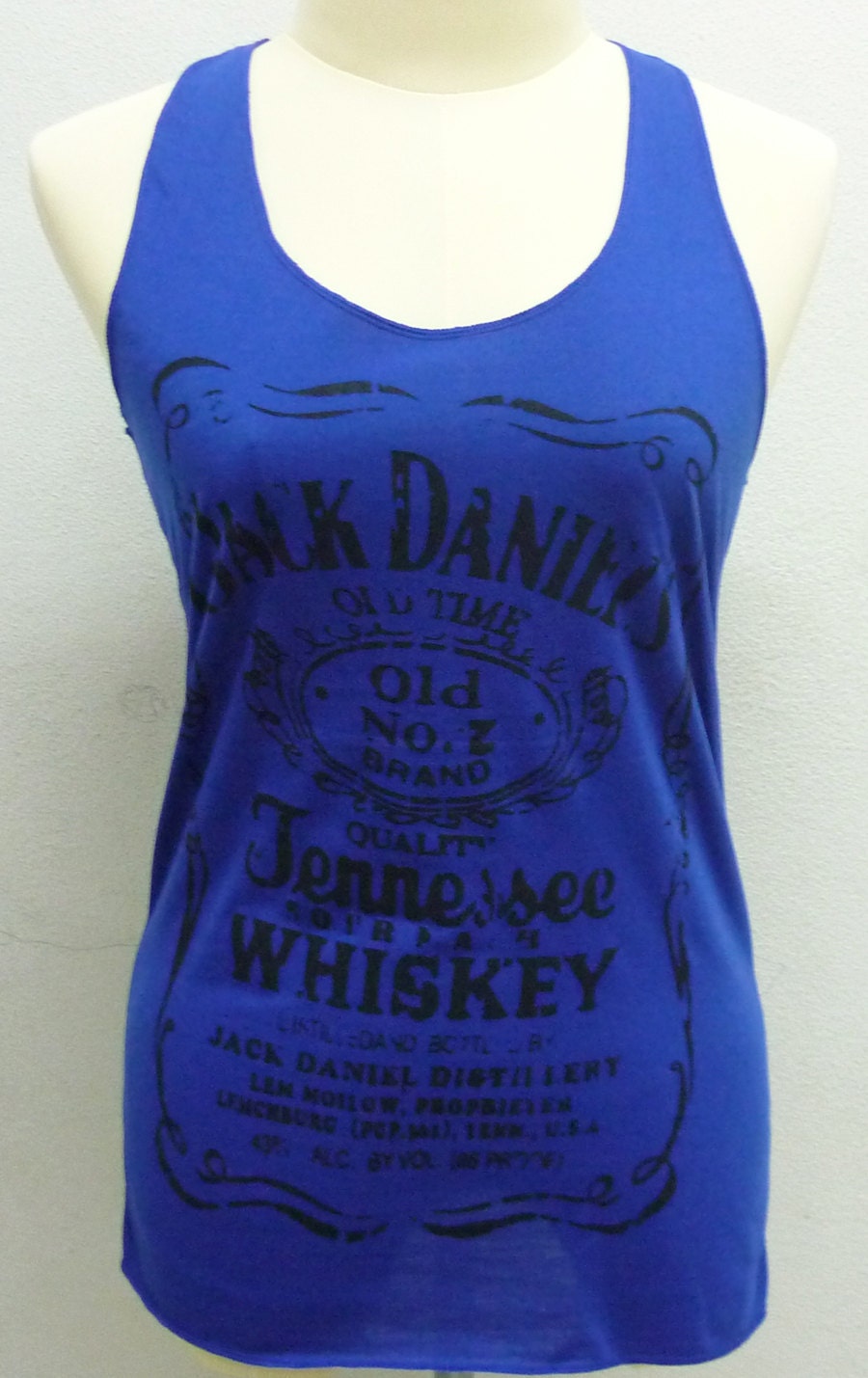 Medium blue Jack Daniels whiskey sign Tank top size S/M polyester cotton blend singlet top for women