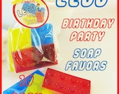 10 LEGO BRICK SOAP Birthday Party Favor Pack - personalized, custom gift tag, handmade, glycerin, scented, kids, fun, gift wrapped, legos