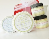 Acne Skin Care Set - Acne Soap, Purifying Clay Soap, Acne Facial Moisturizer, Purifying Clay Mask