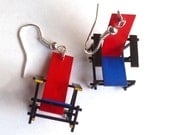 Red and Blue Miniature Chair Earrings - ModStripes