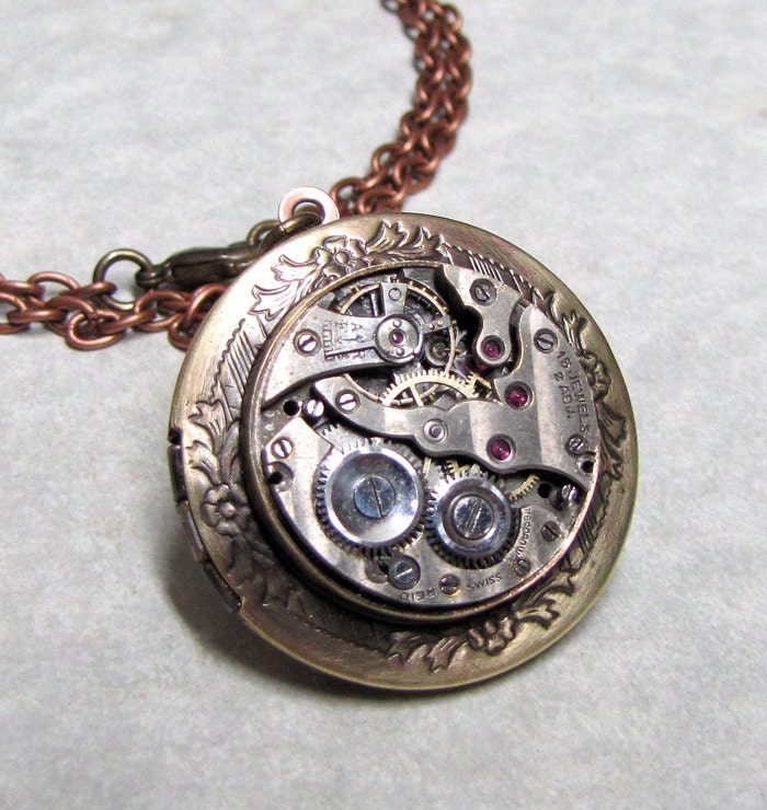 Steampunk Gear Locket Necklace ( MSL10 )