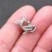 4 Bird Nest Charms Antique Silver Tone 3D Mother Bird Feeding Baby Bird - SC1842