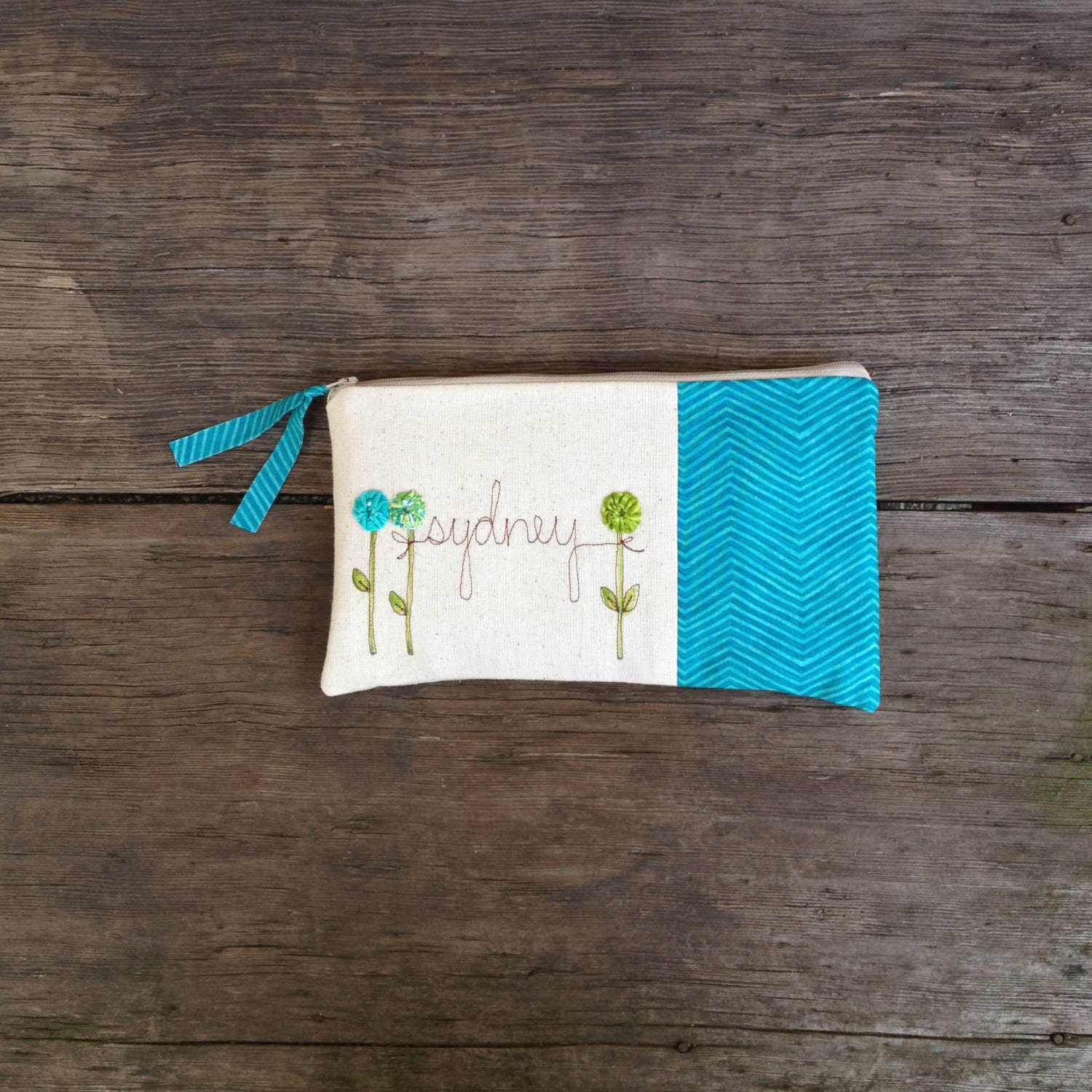 chevron clutch handbag, turquoise blue, zigzag stripe purse, MADE TO ORDER by mamableudesigns