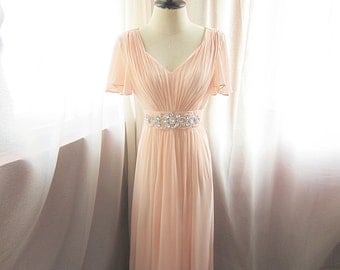 Blush Pink Romantic Dusty Rose Soft Ethereal Flowy Victorian Medieval Jane Austen Alice in Wonderland Angel Marie Antoinette Vintage Gown