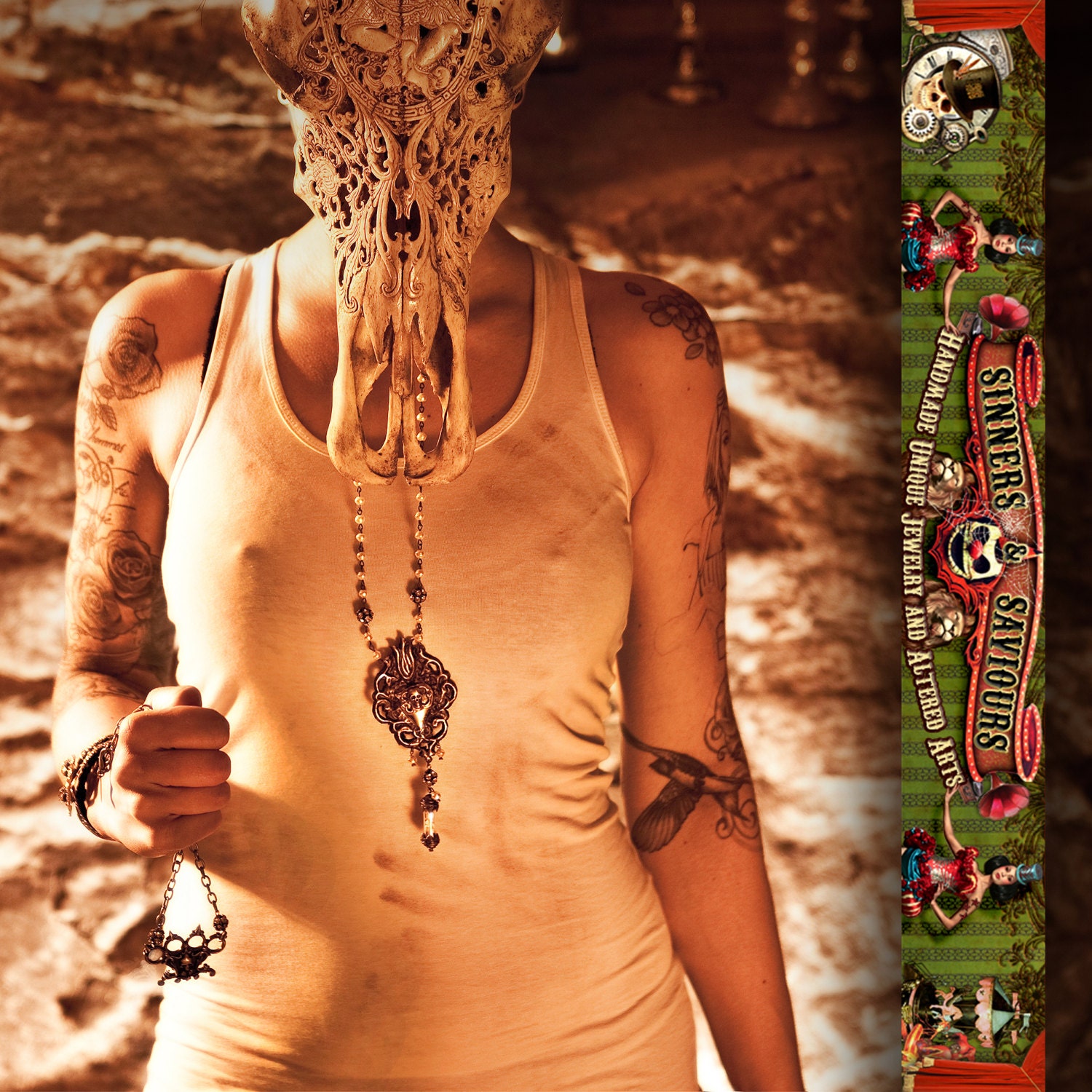 Ex Voto Skull  Necklace Blasphemy. Collection