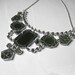 Mirror Laser Cut Statement Necklace - Bib Engraved Geometric Jewels Silver Acrylic Prom Jewelry