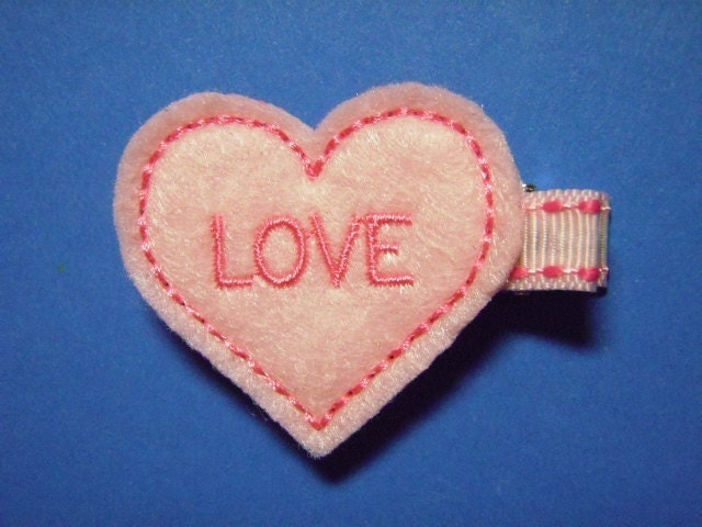 Valentine Felt Hair Clip Clippie - Love Heart  - For Infant Toddler Girl