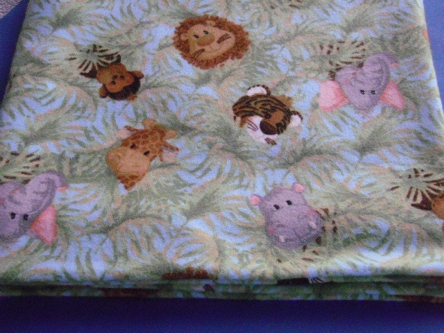 Flannel Receiving Blanket - Safari Baby Faces- Great Baby Shower Gift