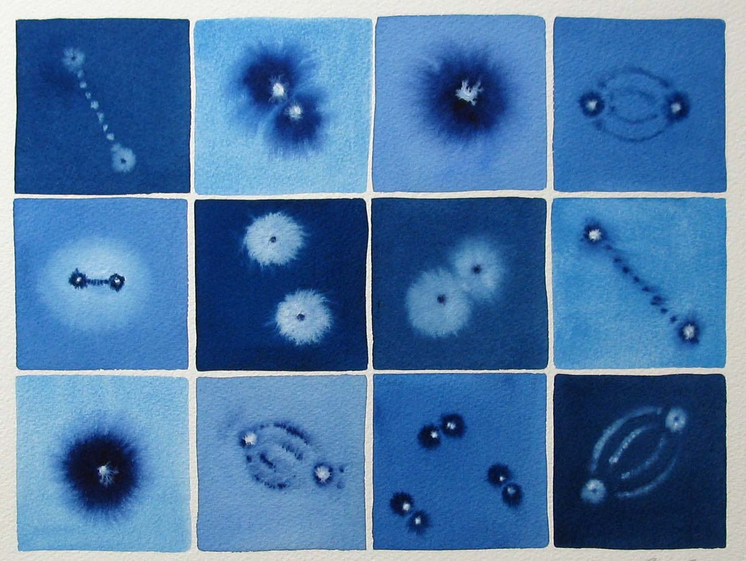 Cell Division Blue 6 - Original Watercolor Painting