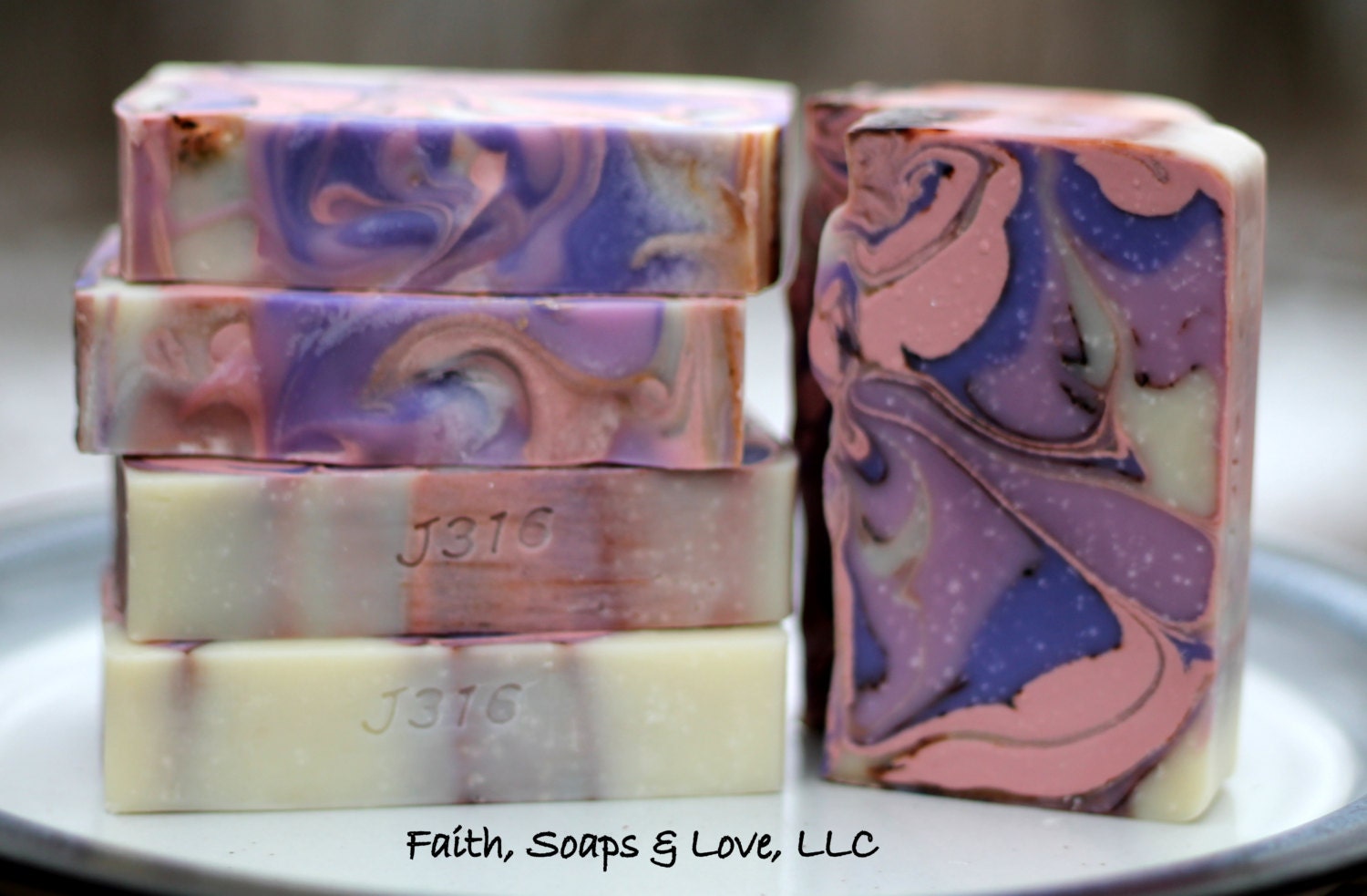 Lavender Soap - Homemade Bar Soap - Swirls of Pink and Purple Lavender Scented Handmade Soap Cold Process