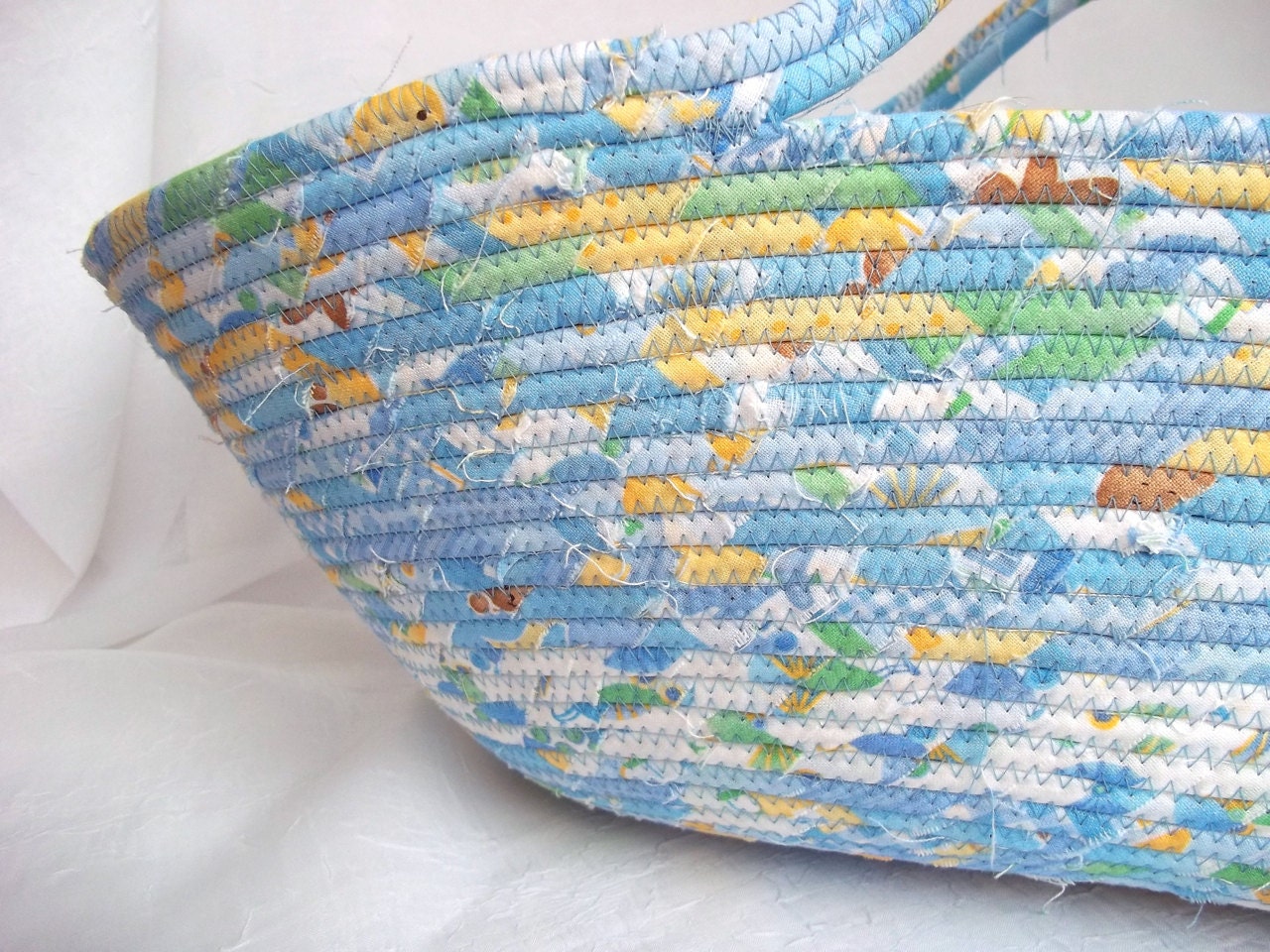 Baby Diaper Basket, Handmade Blue Fabric Basket, Baby Shower Gift, Changing Table Organizer, Blue Baby Decor