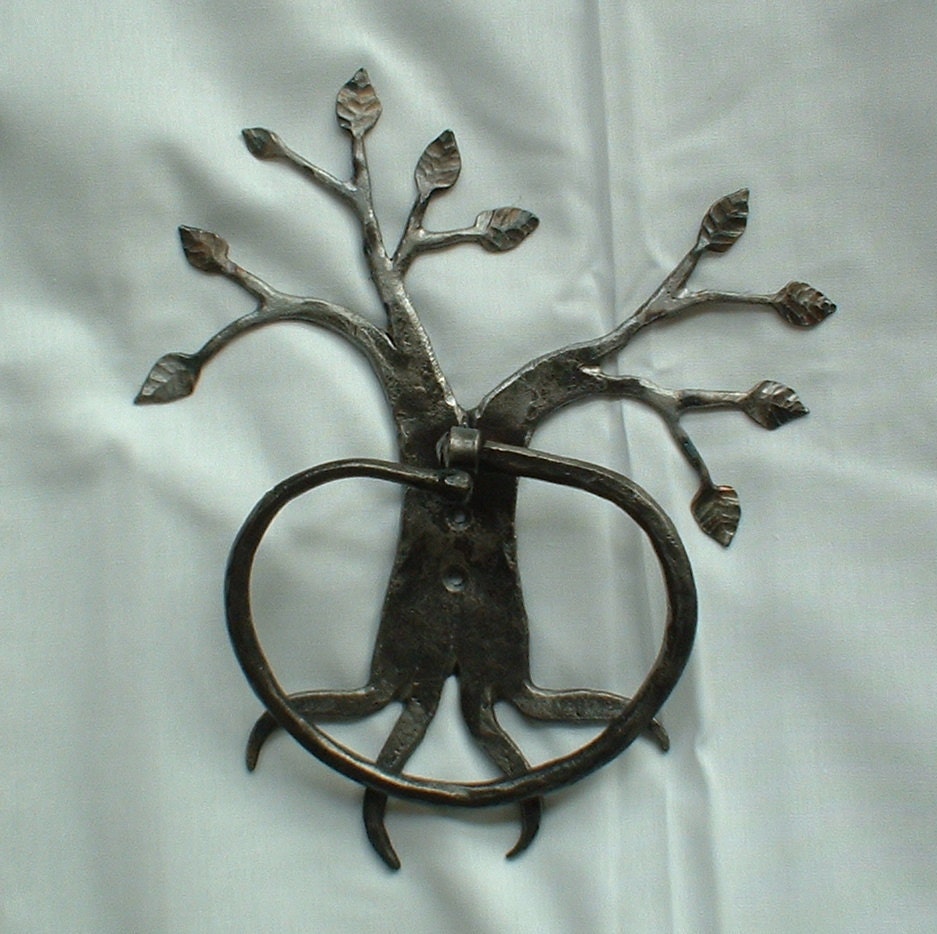 Tree towel ring, Hand forged