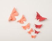 3D Wall Butterflies: Butterfly Wall Art for Nursery, Wedding or Home Decor - Flight of 20 in Coral & Terracotta - hipandclavicle