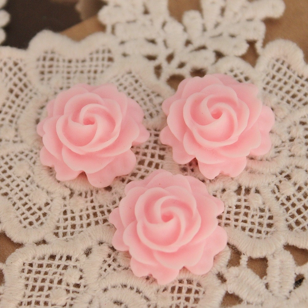 8pcs 20mm Wholesale Beautiful Colorful Rose Flower Resin Cabochon - 20mm-(CAB-AA-43)