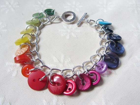rainbow button bracelet